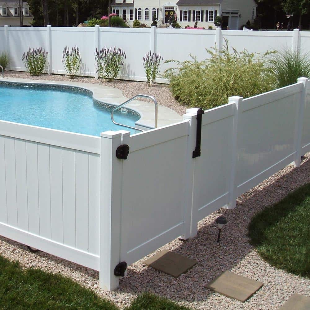 Weatherables 4 in. x 4 in. x 7 ft. Vinyl Fence Line Post
