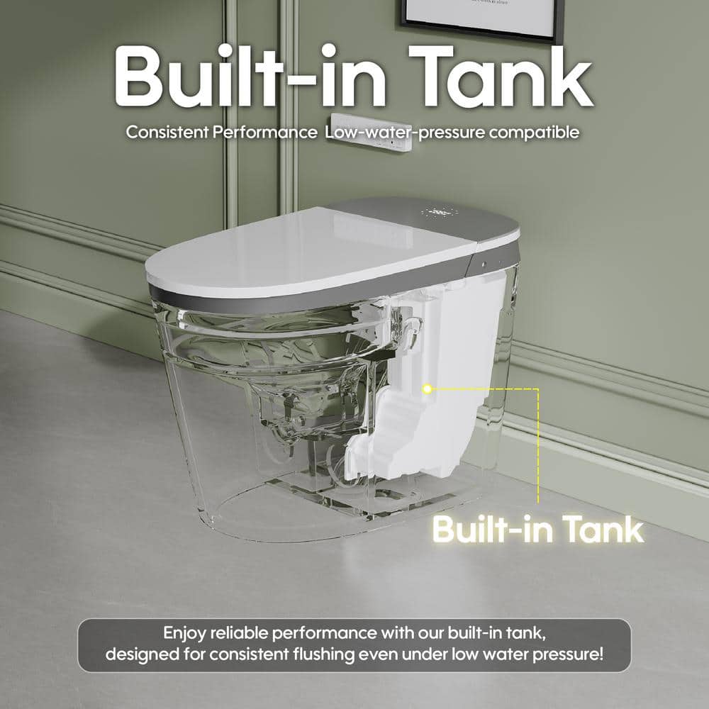 WELLFOR Elongated Smart Bidet Toilet with Auto Open/Close and Warm Water