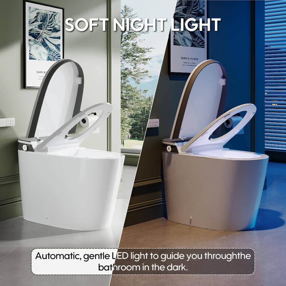 WELLFOR Elongated Smart Bidet Toilet with Auto Open/Close and Warm Water