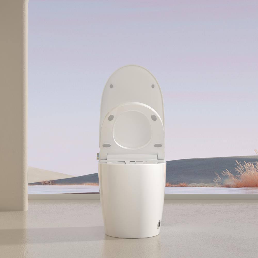 WELLFOR Elongated Smart Bidet Toilet with Voice Control and Bubble Shield, 1.28 GPF, White