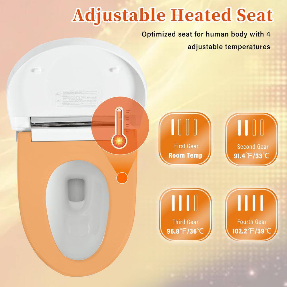 WELLFOR Elongated Smart Bidet Toilet 1.28 GPF with Heated Seat & Auto Flush
