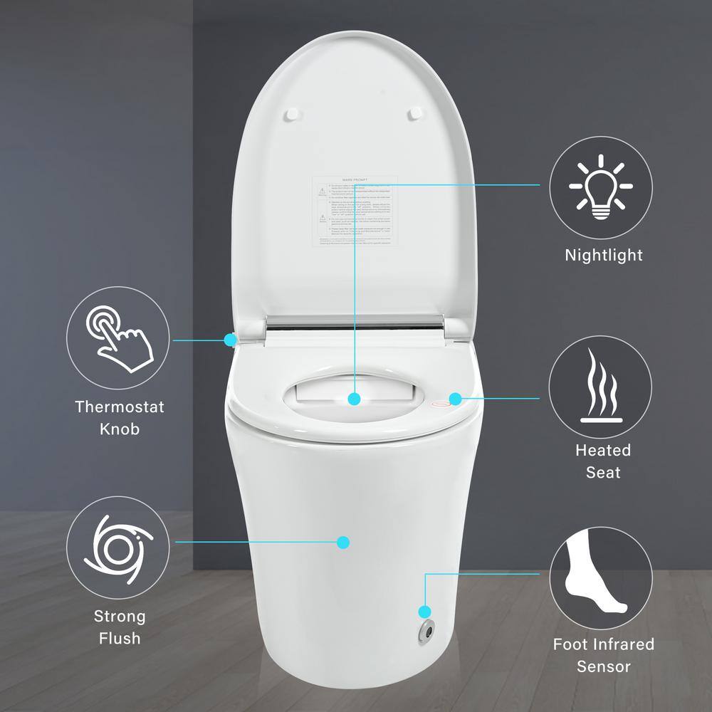 WELLFOR Elongated Smart Bidet Toilet 1.28 GPF with Heated Seat & Auto Flush