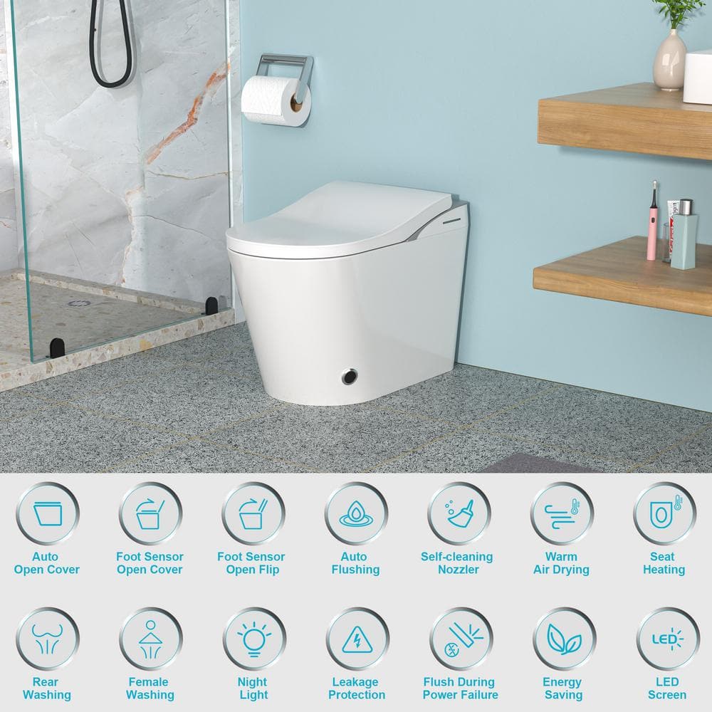 WELLFOR MT3 Elongated Heated Seat Bidet Toilet with LED Display and Night Light