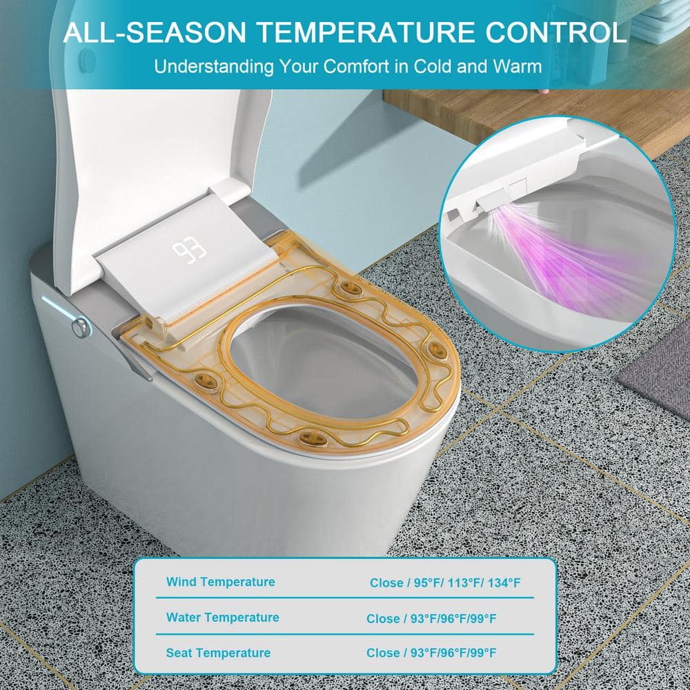WELLFOR MT3 Elongated Heated Seat Bidet Toilet with LED Display and Night Light