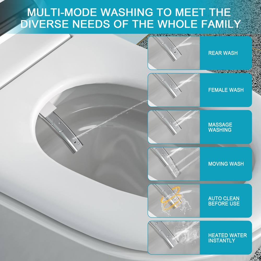 WELLFOR MT1 Elongated Heated Seat Smart Bidet Toilet with Foot Sensor in White