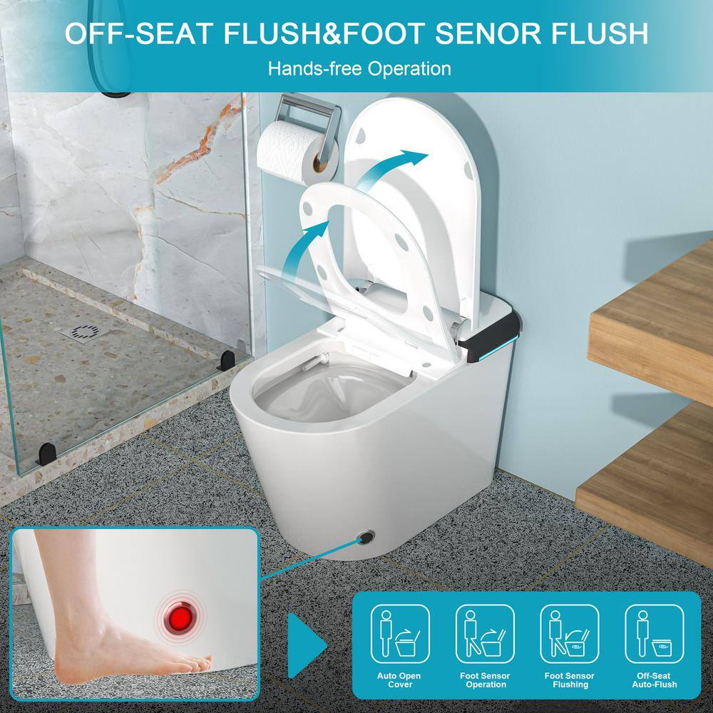 WELLFOR MT2 Elongated Heated Seat Bidet Toilet with Auto Open/Close and Foot Sensor Flush