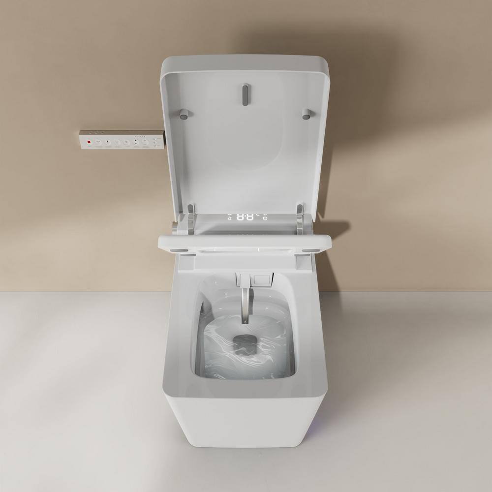 WELLFOR Elongated Dual Flush Smart Bidet Toilet in White with Auto Flush