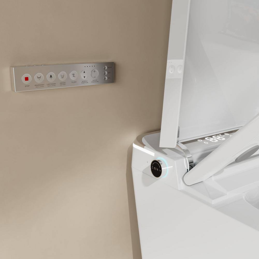 WELLFOR Elongated Dual Flush Smart Bidet Toilet in White with Auto Flush