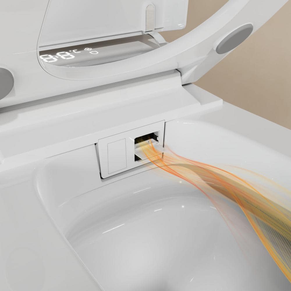 WELLFOR Elongated Dual Flush Smart Bidet Toilet in White with Auto Flush