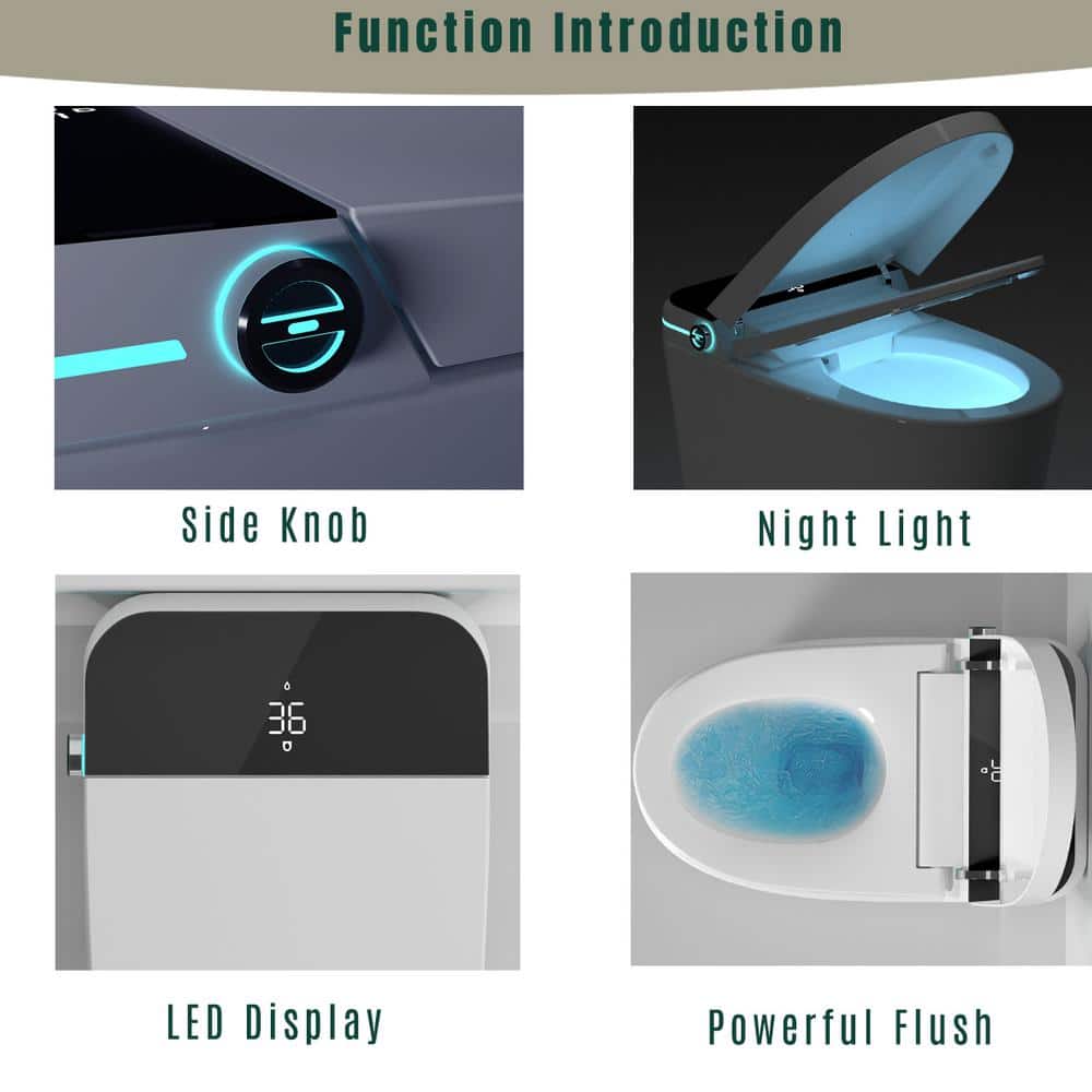 WELLFOR TM-3 Elongated LED Smart Bidet Toilet with Auto Open/Close and Heated Seat