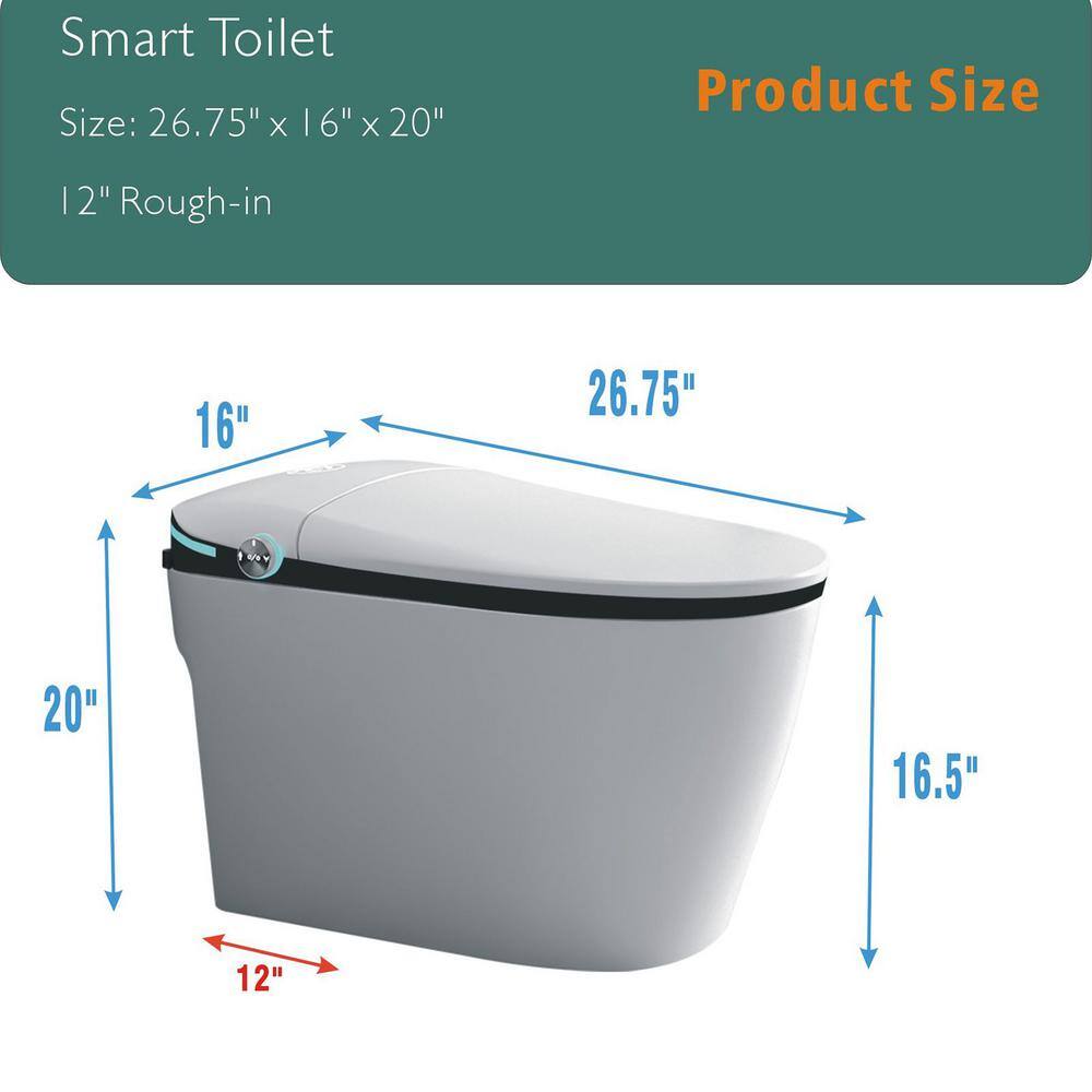 WELLFOR TM-5 Elongated LED Smart Bidet Toilet, Auto Open/Close, Heated Seat, Night Light
