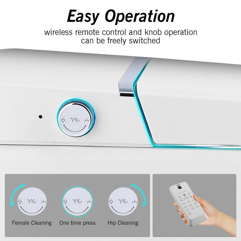 WELLFOR Elongated Smart Bidet Toilet with Self-Cleaning Nozzle, Heated Seat, and Night Light
