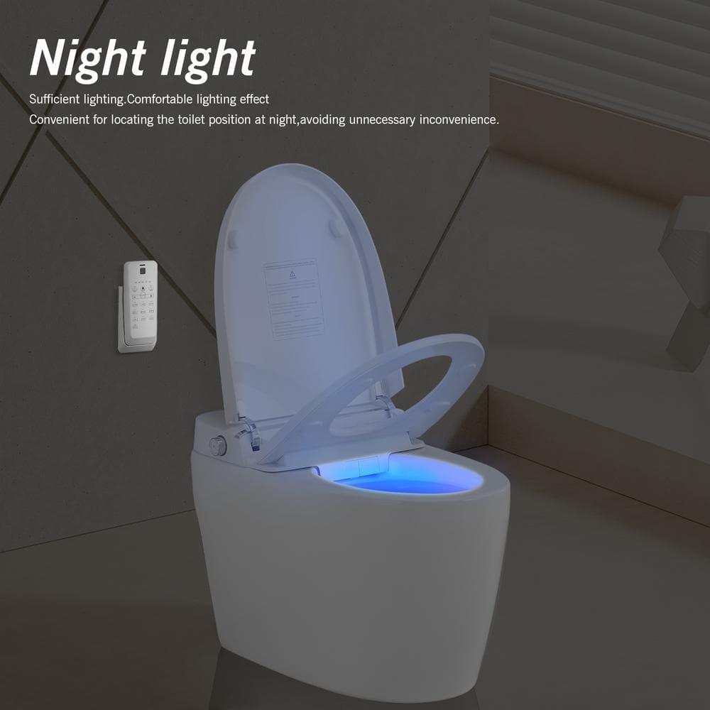 WELLFOR Elongated Smart Bidet Toilet with Self-Cleaning Nozzle, Heated Seat, and Night Light