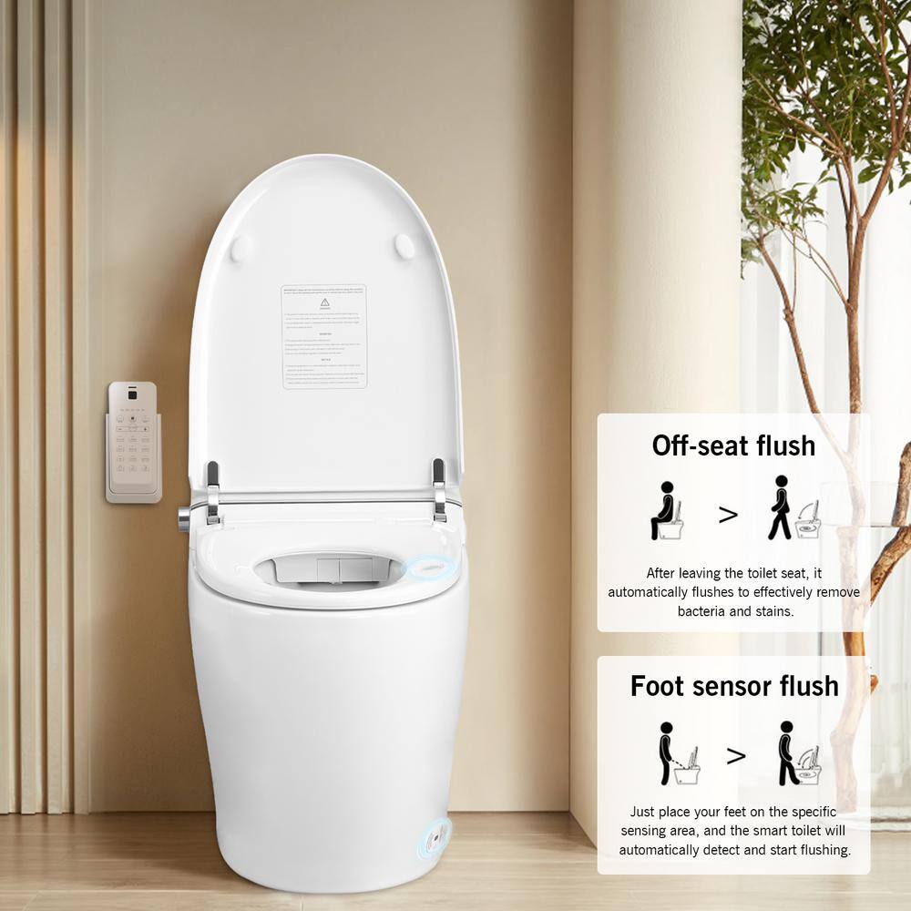 WELLFOR Elongated Smart Bidet Toilet with Foot Sensor and Heated Seat
