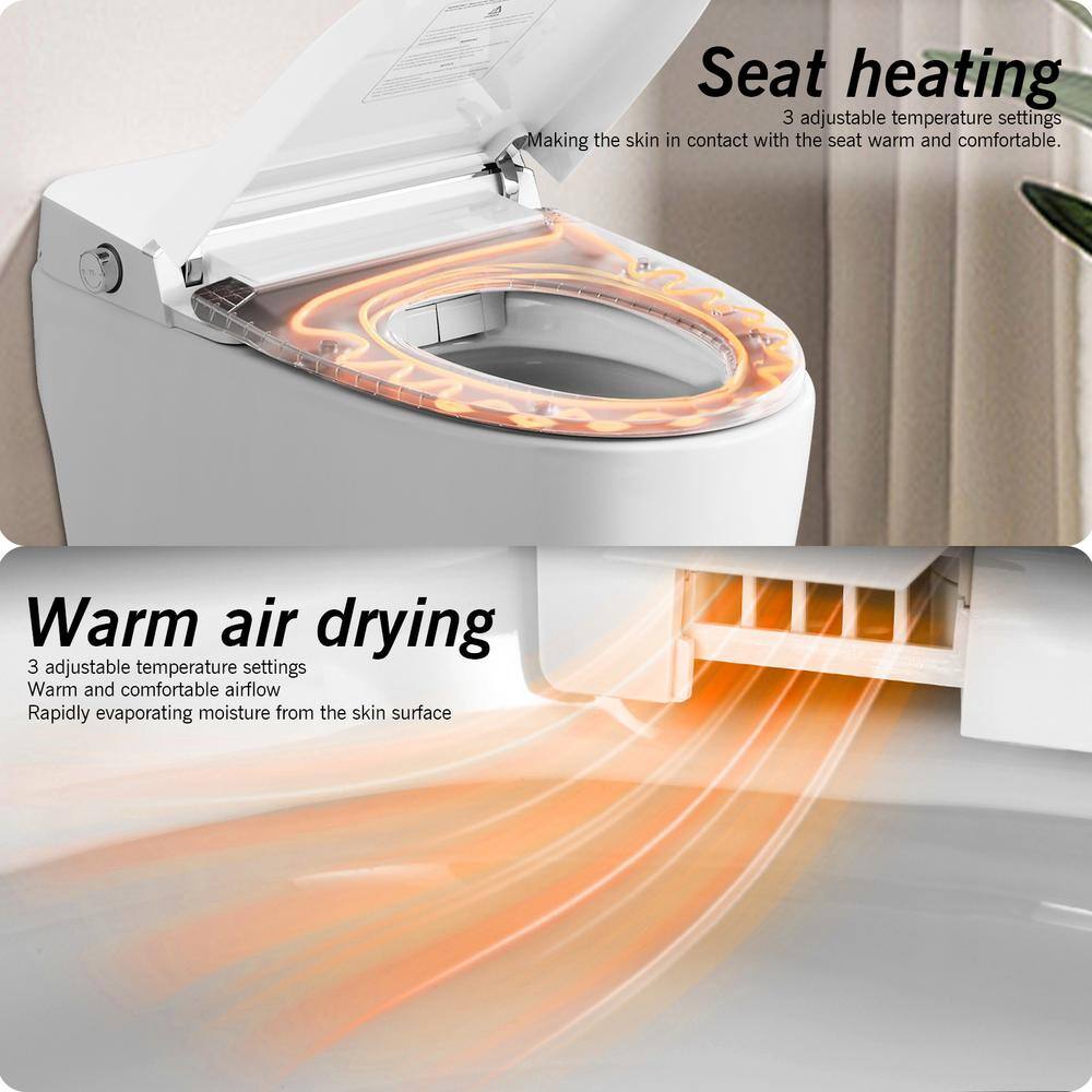 WELLFOR Elongated Smart Bidet Toilet with Foot Sensor and Heated Seat