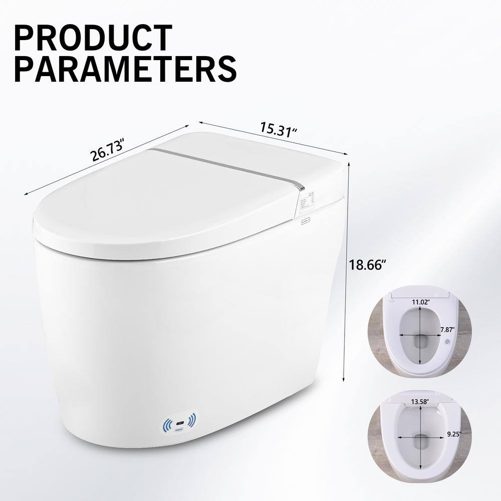 WELLFOR Elongated Smart Bidet Toilet with Foot Sensor and Heated Seat