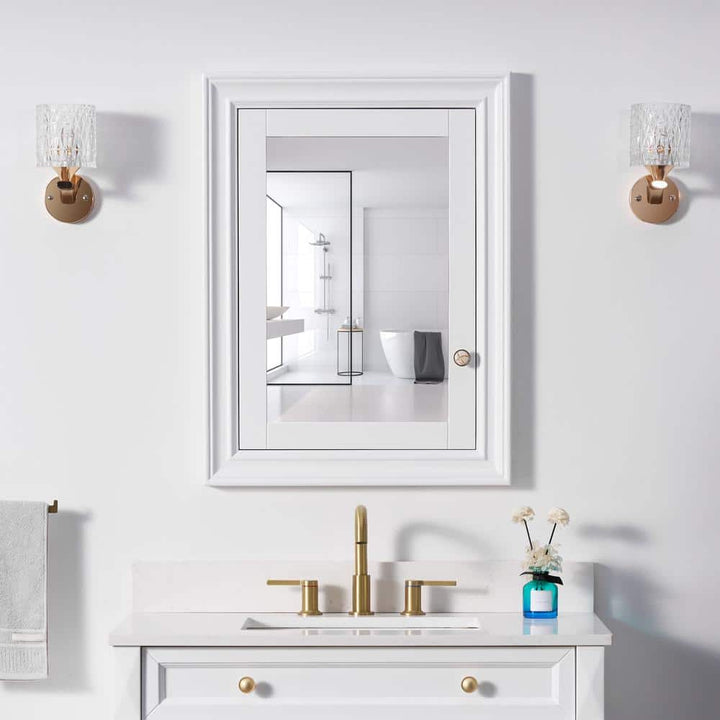 WELLFOR 24 in. W x 32 in. H Rectangular Solid Wood Recessed Medicine Cabinet with Mirror