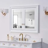 WELLFOR 40 in. W x 32 in. H Rectangular Solid Wood Recessed Medicine Cabinet with Mirror