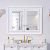 WELLFOR 40 in. W x 32 in. H Rectangular Solid Wood Recessed Medicine Cabinet with Mirror
