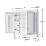 WELLFOR 40 in. W x 32 in. H Rectangular Solid Wood Recessed Medicine Cabinet with Mirror