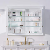 WELLFOR 40 in. W x 32 in. H Rectangular Solid Wood Recessed Medicine Cabinet with Mirror