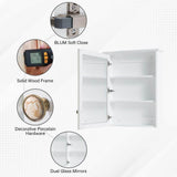 WELLFOR 24 in. W x 30 in. H Medium Rectangular White Wood Frame Surface Mount Medicine Cabinet with Mirror