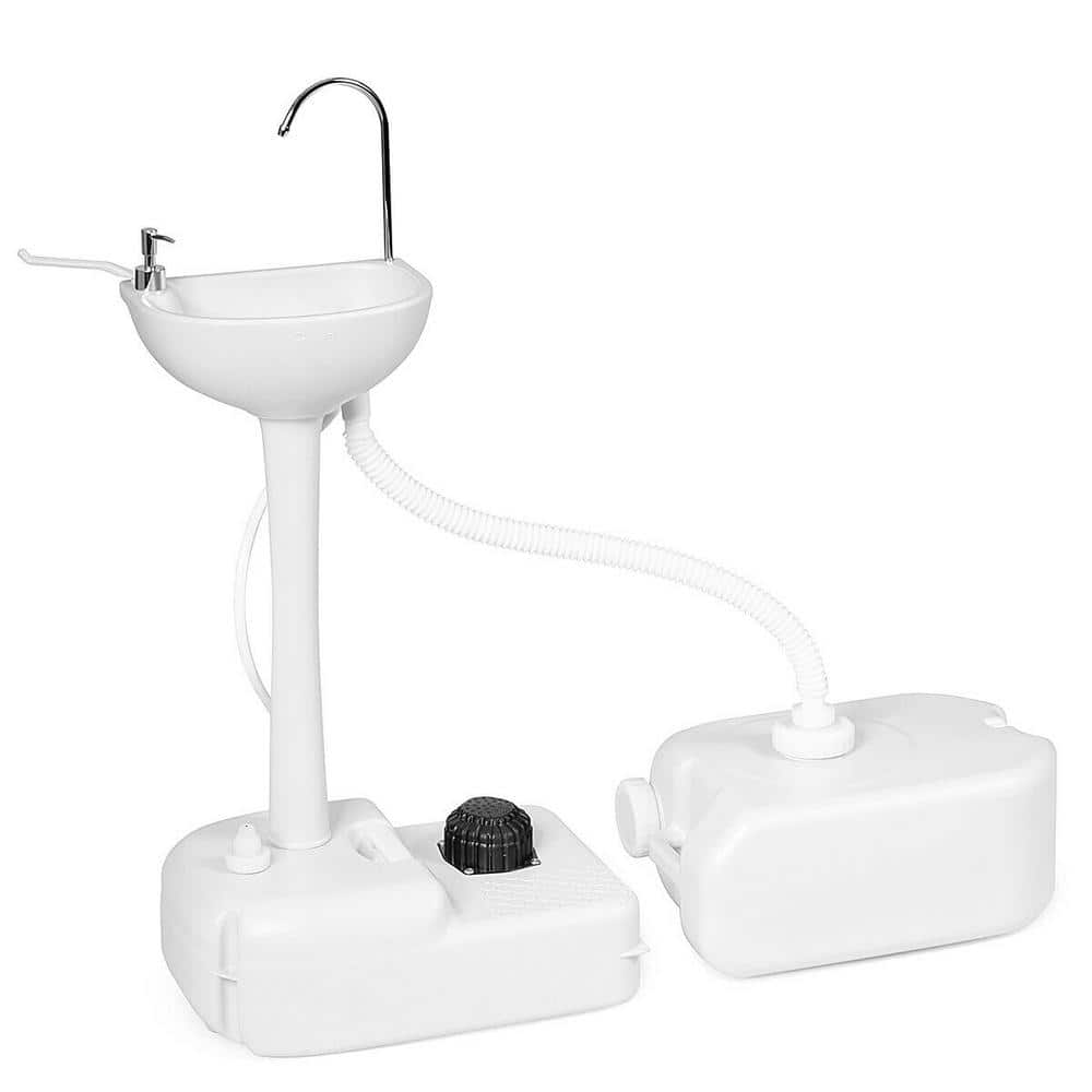 WELLFOR Freestanding HDPE Utility Sink with Faucet - 4.5 Gal Capacity