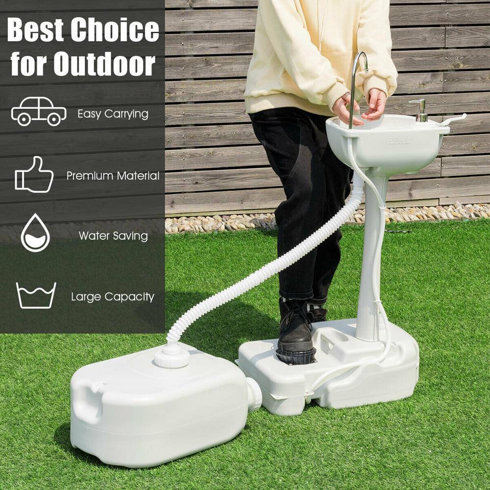 WELLFOR Freestanding HDPE Utility Sink with Faucet - 4.5 Gal Capacity