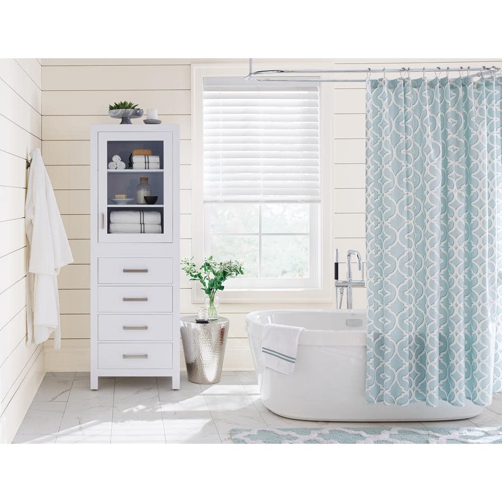 Wyndham Collection Sheffield Bathroom Linen Storage Tower Cabinet, White, 24x71.25x20