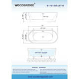 WOODBRIDGE Teaneck 71 in. Acrylic FlatBottom Double-Ended Freestanding Bathtub with Brushed Gold Overflow & Drain, White