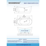 WOODBRIDGE Ladlow 59 in. Acrylic Freestanding Double Slipper Flat Bottom Soaking Bathtub with Drain and Overflow Included in White