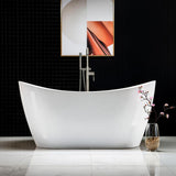 WOODBRIDGE Ladlow 59 in. Acrylic Freestanding Double Slipper Flat Bottom Soaking Bathtub with Drain and Overflow Included in White