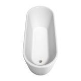 Wyndham Collection Ursula 5.6 ft Acrylic Freestanding Bathtub in White with Brushed Nickel Trim