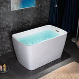 WOODBRIDGE Cube 48 in. x 27.5 in. Acrylic Flat Bottom Soaking Bathtub with Reversible Drain in White with Brushed Nickel