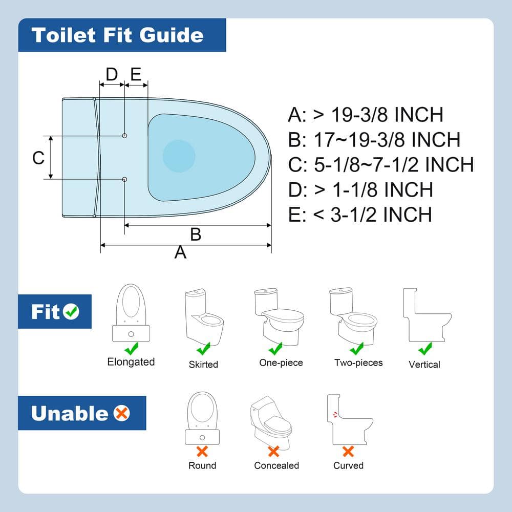 WOODBRIDGE Electric Plug-In Elongated Bidet Toilet Seat with Auto-Features