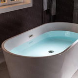 WOODBRIDGE 54 in. Acrylic FlatBottom Double-Ended Freestanding Bathtub with Polished Chrome Overflow and Drain, White