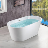 WOODBRIDGE 54 in. Acrylic FlatBottom Double-Ended Freestanding Bathtub with Polished Chrome Overflow and Drain, White