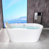 WOODBRIDGE 54 in. Acrylic FlatBottom Double-Ended Freestanding Bathtub with Polished Chrome Overflow and Drain, White