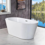 WOODBRIDGE 54 in. Acrylic FlatBottom Double-Ended Freestanding Bathtub with Polished Chrome Overflow and Drain, White