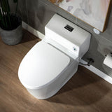 WOODBRIDGE Conserver 1-Piece 1.28 GPF High Efficiency Dual Flush Elongated All-in-One Toilet in White with Seat Included
