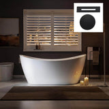 WOODBRIDGE Inspiration 67 in. Acrylic FlatBottom Double Slipper Bathtub, White with Matte Black Overflow & Drain