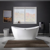 WOODBRIDGE Inspiration 67 in. Acrylic FlatBottom Double Slipper Bathtub, White with Matte Black Overflow & Drain