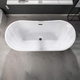 WOODBRIDGE Inspiration 67 in. Acrylic FlatBottom Double Slipper Bathtub, White with Matte Black Overflow & Drain
