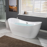 WOODBRIDGE Inspiration 67 in. Acrylic FlatBottom Double Slipper Bathtub, White with Matte Black Overflow & Drain