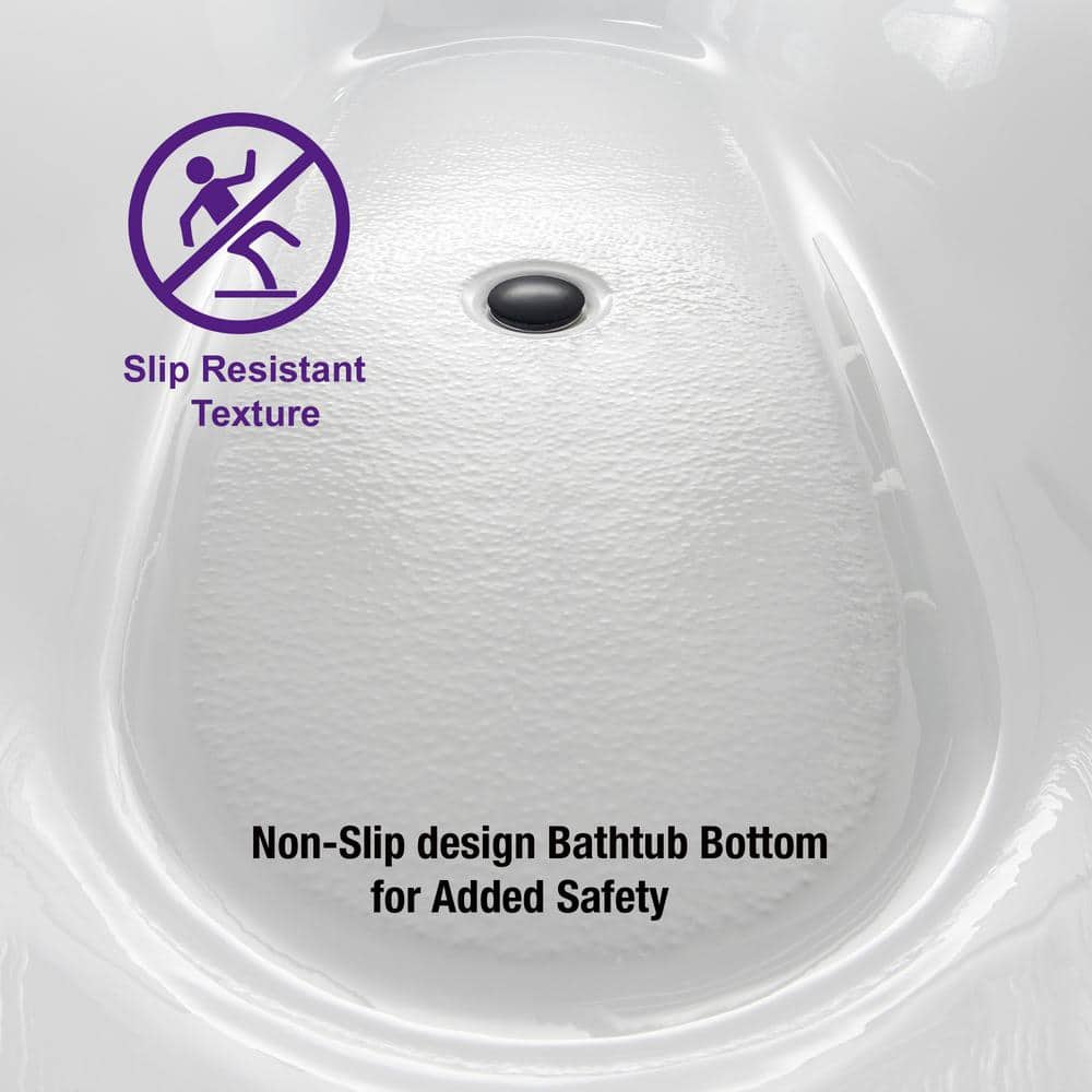 WOODBRIDGE Inspiration 67 in. Acrylic FlatBottom Double Slipper Bathtub, White with Matte Black Overflow & Drain