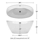Wyndham Collection Dorrit 60" x 32" Freestanding Soaking Bathtub with Matte Black Trim