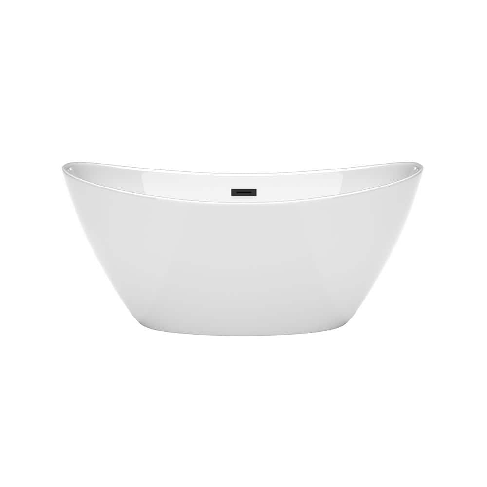 Wyndham Collection Dorrit 60" x 32" Freestanding Soaking Bathtub with Matte Black Trim