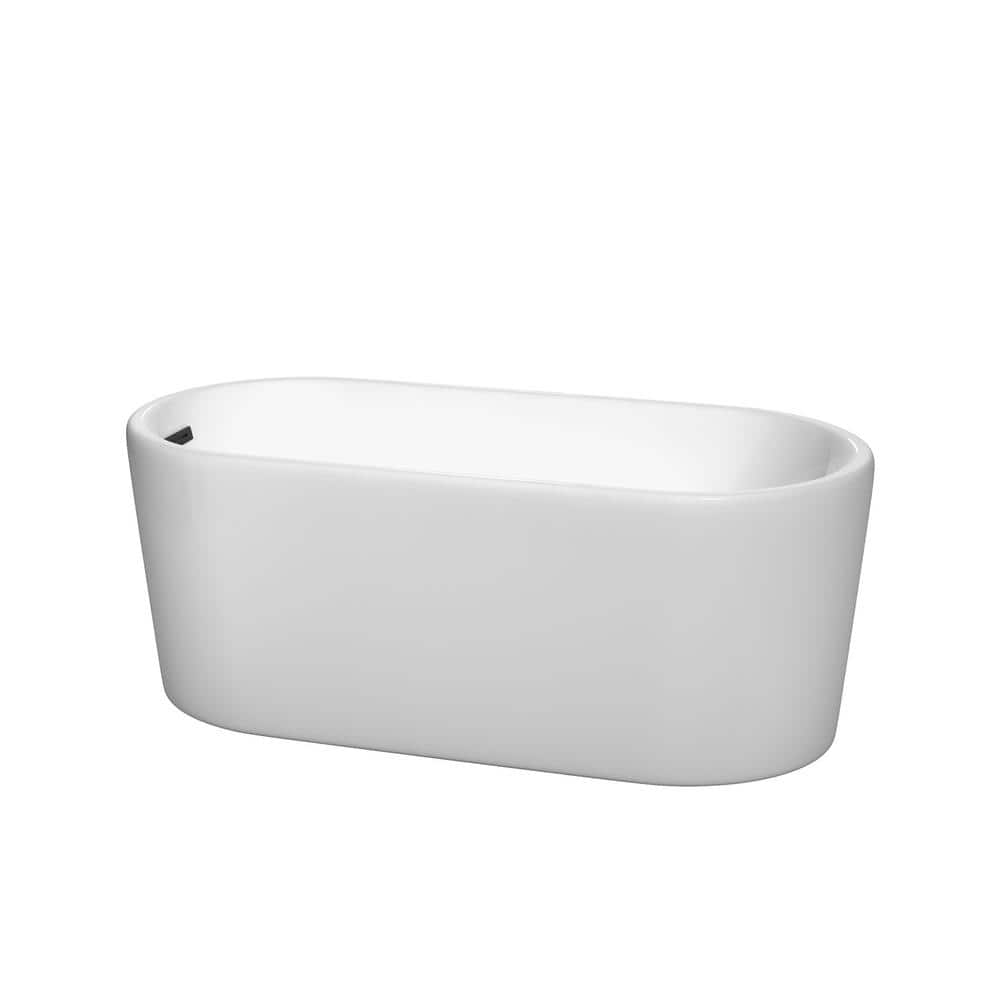 Wyndham Collection Ursula 59 in. Acrylic Freestanding Bathtub with Matte Black Trim