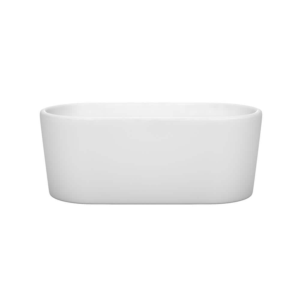 Wyndham Collection Ursula 59 in. Acrylic Freestanding Bathtub with Matte Black Trim