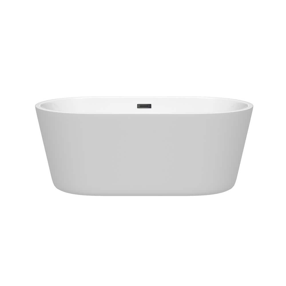 Wyndham Collection Carissa 60 in. Acrylic Freestanding Bathtub with Matte Black Trim